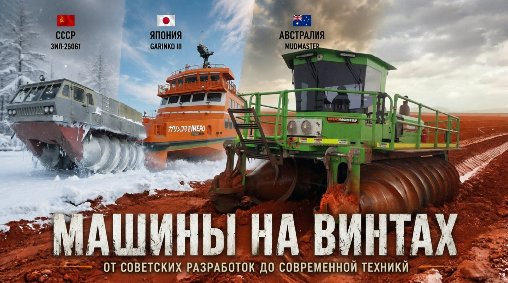 Машины на винтах - шнекоходы Машины на винтах - шнекоходы